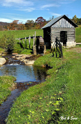 water wheel and stream