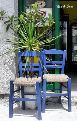 the ubiquitous blue chairs