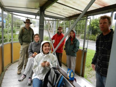 Lunch in an old cable car (hiding from the rain)