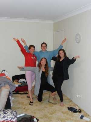The girls pose before circus class