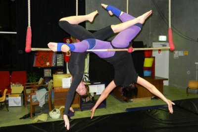 Jess with a circus colleague
