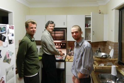 Back home, the boys cook dinner