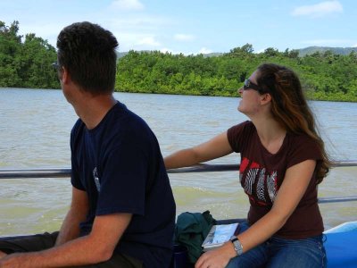Adam and Jess enjoying the river