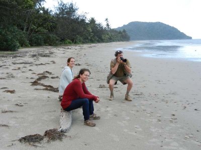 The family watching Mark's coconut activities