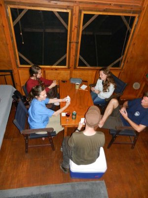 Playing cards in the Daintree bungalow
