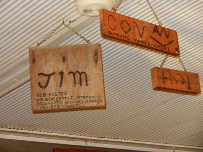 The Post Office Hotel in Chillagoe displays cow brands