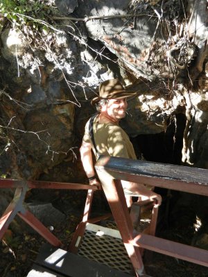 Jim descending into the cave