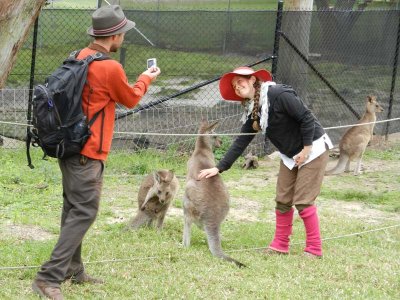 Mark and Steph wiht kangaroos