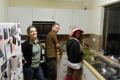 The kids cooking dinner