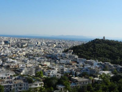 View of Phillopappas Hill from Parthenon