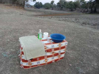 Sundowners in the bush ... complete with everything we need!