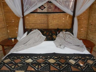 Our elegant bed at Mwamba
