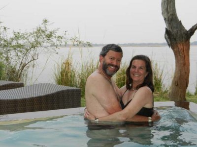 The happy couple in our little pool!