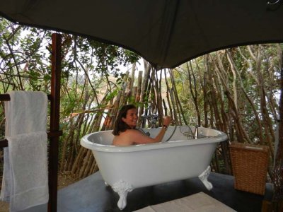 Our Chongwe suite bathroom includes a clawfoot tub!