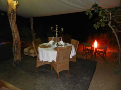 Elegant dinner in our Chongwe suite