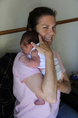 Grammie gets to hold baby!