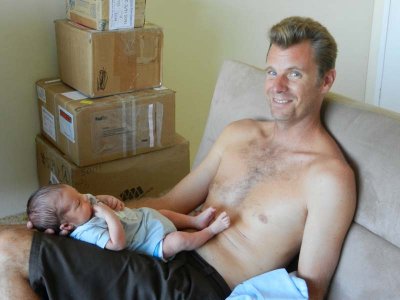 Adam with his 5 day old son