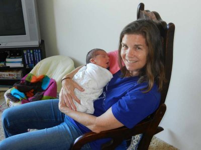 Cyn with her 5 day old grandson
