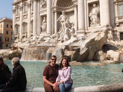 The happy couple at the Trevi Fountain