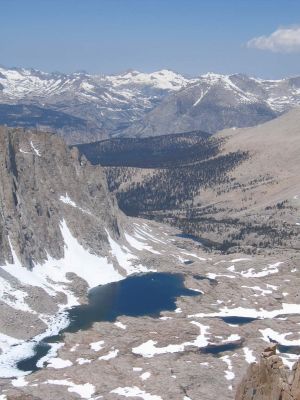 Looking down the west side of the ridge, to Guitar Lake