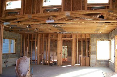 Looking towards the kitchen (with a lower ceiling)