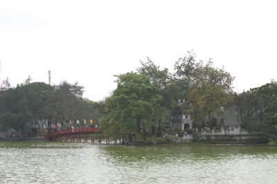 The Ngoc Son tample on the Hoan Kiem lake.