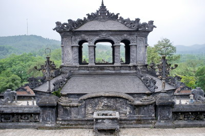 Finally the one of Khai Dinh who deceased when he was 40. As he lifted the taxes by 30% to build this tomb, people did not regret his death. 