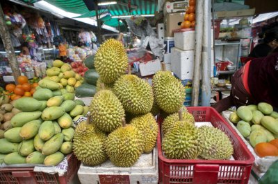 Durians! Mmhhh! (you have to taste). Don't smell, just eat. Then learn to smell.