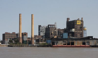 Domino Sugar Refinery as seen from the Mississippi River