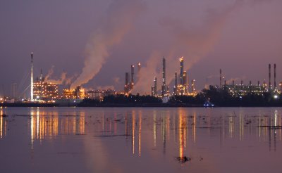 Industry along the Mississippi River in St. Charles Parish, Louisiana
