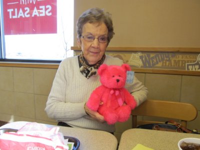 Miss Katie with Pink Bear