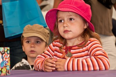 in the childrens' tent