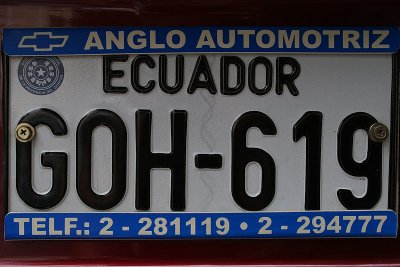 Ecuadorian number plate