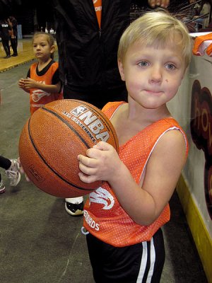 Simon's first day in a basketball uniform