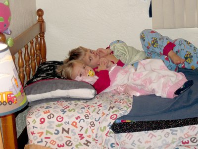 Snuggling in Simon's bed