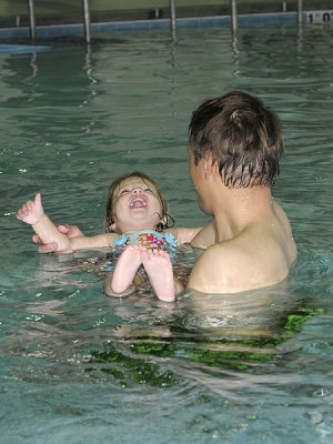 Kristina learns the back float