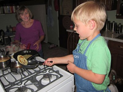 Simon flipping crepes?!