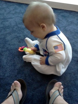 Waiting patiently for our plane