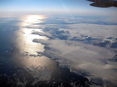 Flying over the Greenland coast