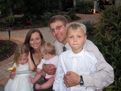 Simon stopped running long enough for a family photo
