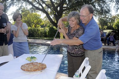 Cutting the pie for dessert