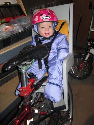 Annie will ride on the bike seat