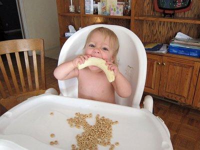 Annie doesn't fully understand bananas yet