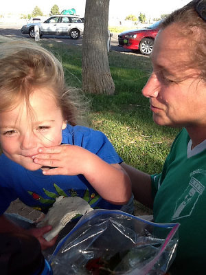 After 20 miles, we stop for a windy snack