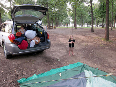 Setting up camp at Lake Eufaula, OK