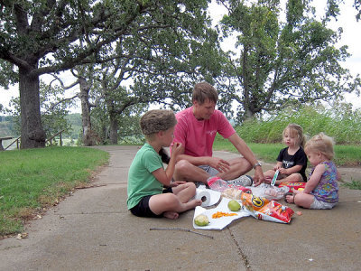 Picnic on the bluff over the dam