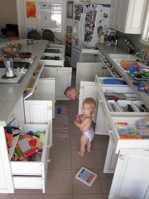 We could turn the kitchen into an obstacle course.