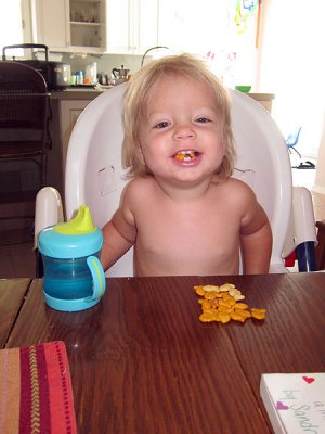 Showing off all her teeth