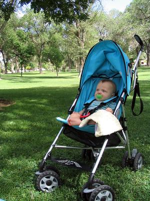 Test driving the new stroller at our new park