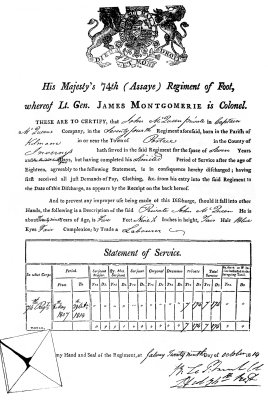John MacQueen - Discharge Paper - October 29, 1814